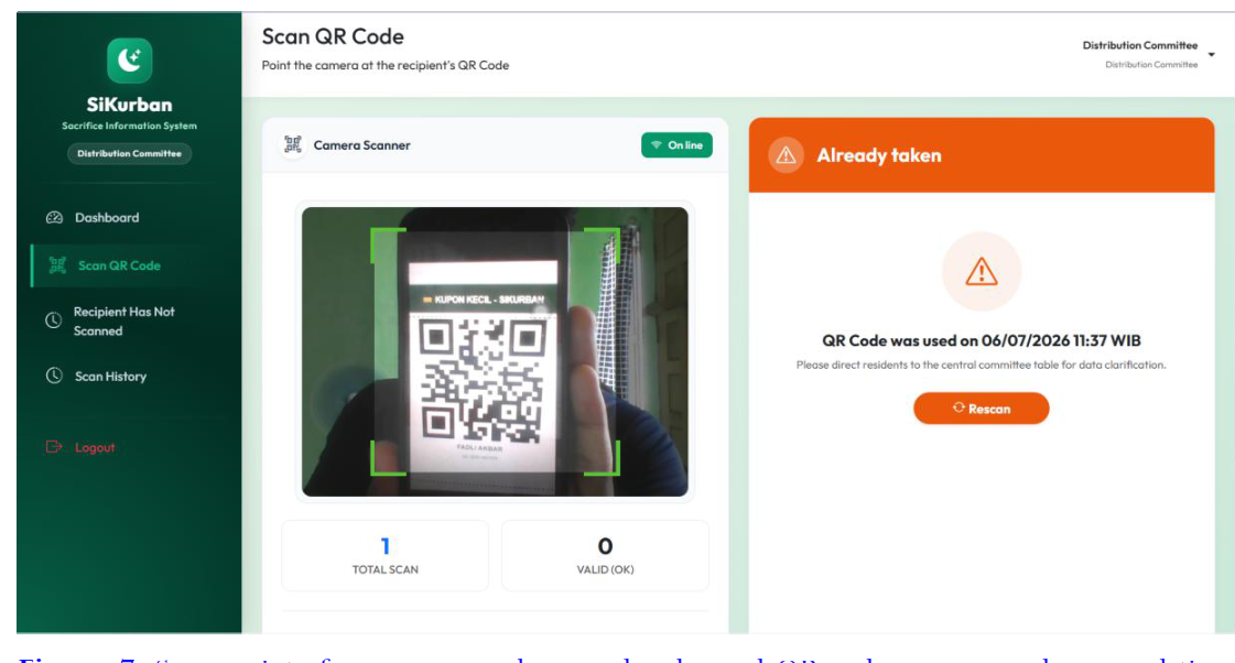 SiKurban: A Web-Based One-Time-Use QR Code System Using LCG for Real-Time Duplicate-Claim Prevention in Qurban Meat Distribution